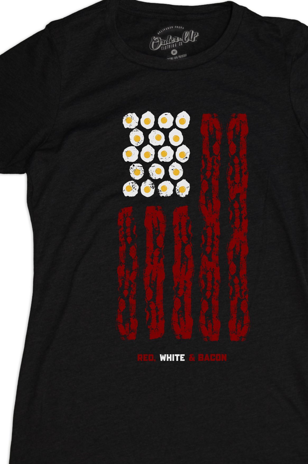 Red White Bacon flag-Women's vintage graphic tees Order Up